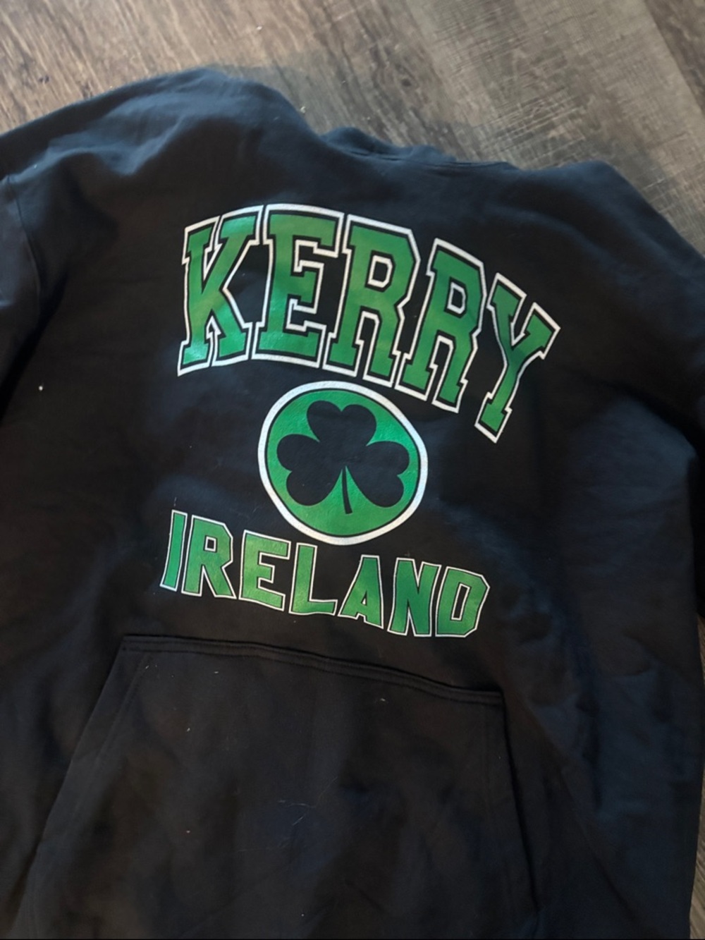 Port and Company Black Hoodie with Green Kerry Ireland Graphic